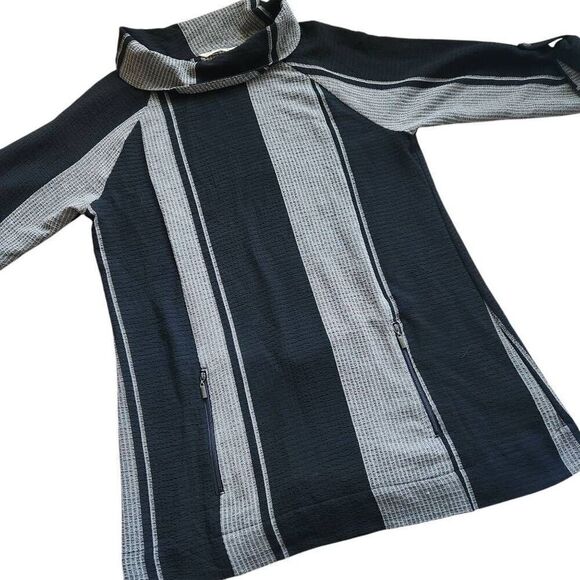 Soft Surroundings Tunic Top Womens Medium Waffle Knit Roll Tab Sleeve Cowl Neck - Picture 2 of 6